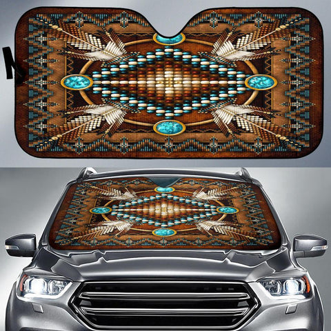 Naumaddic Arts Brown Native American Design Auto Sun Shades no link