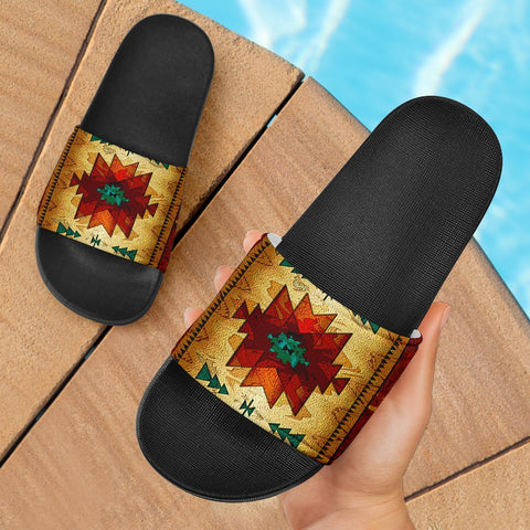 Southwest Brown Symbol Native American Slide Sandals