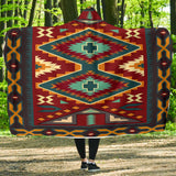 Native Red Pattern Native American Hooded Blanket