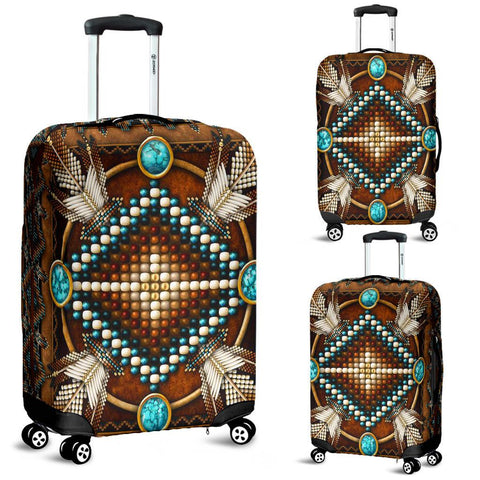 Native American Mandala Pattern Brown Luggage Covers