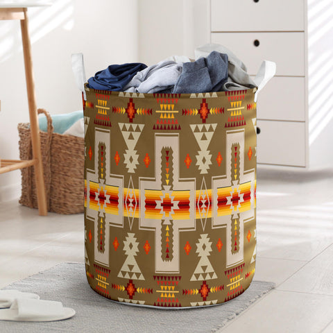 GB-NAT00062-10 Light Brown Tribe Design Laundry Basket