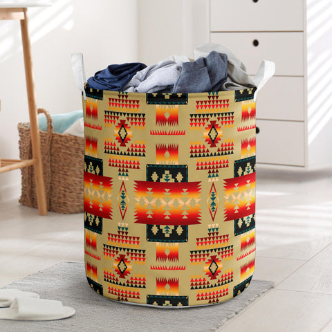 GB-NAT00046-15 Light Brown Tribe Pattern Laundry Basket