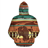 Native Bison Buffalo Native American All Over Hoodie no link - Powwow Store