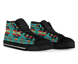 GB-NAT00046-HSHO01 Blue Native Tribes Pattern Native American High Top Shoes