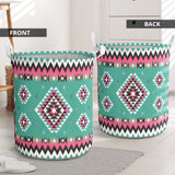 GB-NAT00415-03 Ethnic Geometric Pink Pattern Laundry Basket