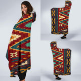 Native Red Pattern Native American Hooded Blanket