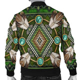 Naumaddic Arts Green Native American Bomber Jacket