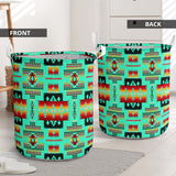 GB-NAT00046-12 Green Native Tribes Pattern Laundry Basket