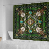 Green Mandala Native American Shower Curtain