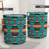GB-NAT00046-14 Blue Tribes Pattern Laundry Basket
