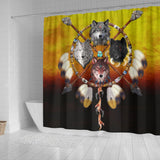 Wolves Warrior Native American Design Shower Curtain