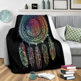 Colorful Dreamcatcher Throw Blanket Mandala Native American Design