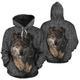 Gray Wolf Native American All Over Hoodie - Powwow Store