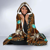 Native American Mandala Pattern Brown Hooded Blanket