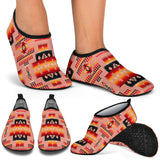 GB-NAT00046-16 Tan Tribe Pattern Native American Aqua Shoes
