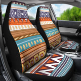 White Geometric Pattern Native American Car Seat Covers