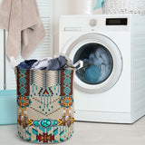 GB-NAT00069 Turquoise Blue Pattern Breastplate Laundry Basket