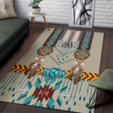 Turquoise Blue Pattern Breastplate Native American Area Rug GB-NAT00069-RUG01