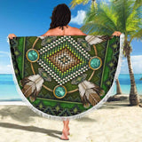 Mandala Green Native American Pride Beach Blanket