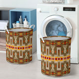 GB-NAT00062-10 Light Brown Tribe Design Laundry Basket