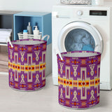 GB-NAT00062-07 Light Purple Tribe Design Laundry Basket