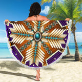 Mandala Pupple Native American Design Beach Blanket