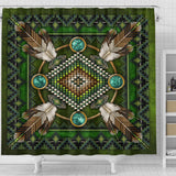 Green Mandala Native American Shower Curtain