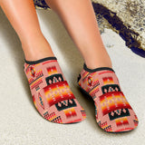 GB-NAT00046-16 Tan Tribe Pattern Native American Aqua Shoes