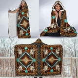 Native American Mandala Pattern Brown Hooded Blanket
