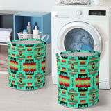 GB-NAT00046-12 Green Native Tribes Pattern Laundry Basket