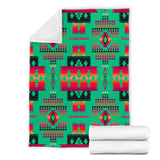 GB-NAT00046-BLAN-05 Light Green Tribe Design Native American Blanket