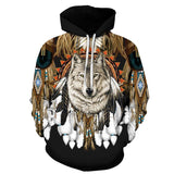 Wolf Dreamcatcher Native American Pride All Over Hoodie - Powwow Store