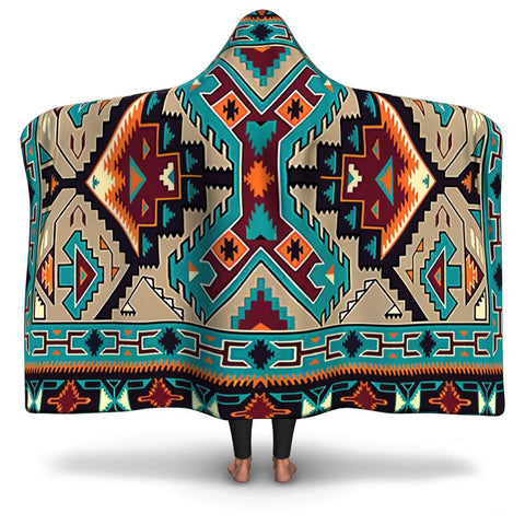 Native American Tribal Pattern Print Hooded Blanket