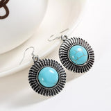 Blue Natural Stone Vintage Earrings Native American Indian Style - ProudThunderbird