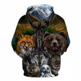Wolf With Animal 3D Native American Hoodies