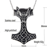 Stainless Steel Wolf Head Necklace - Powwow Store