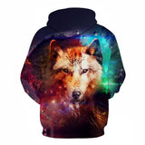Wolf Galaxy Face 3D Native American Hoodie