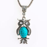 Eyes Owl Charm Blue Natural Stone Native American Necklace - ProudThunderbird
