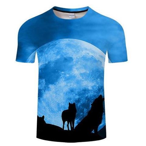 Howling Wolf Moon 3D Print Native American T-shirt - ProudThunderbird