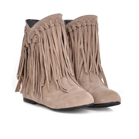 Women Boots Tassel Leather Native American Style