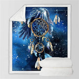 Blue Galaxy Dreamcatcher Throw Blanket Native American Artwork - ProudThunderbird