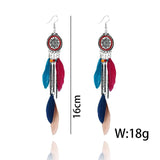 Tassel Drop Feather Dreamcatcher Tribal America Native Earrings