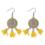 Vintage Colors Round Earrings Flowers Ethnic Native American Style