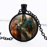 Wolf Crystal Glass Native American Necklace