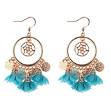 Vintage Colors Round Earrings Flowers Ethnic Native American Style