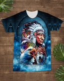 Native American Chief Spirit Animal Galaxy All-over T-Shirts