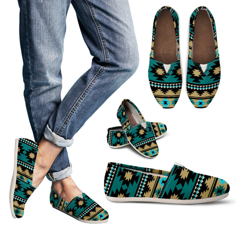 GB-NAT00509 Green Ethnic Aztec Pattern Women's Casual Shoes