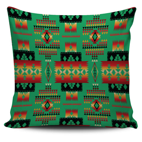 GB-NAT00046-05 Green Tribe Pattern Native American Pillow Cover