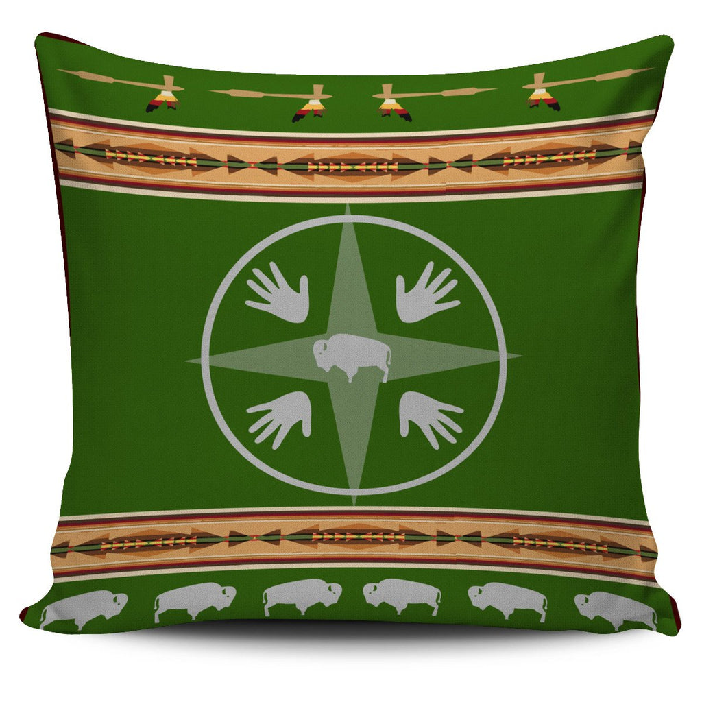 Blue Bisons Running Native American Pillow Covers