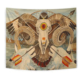 Owl Bison Head Native American Tapestry
